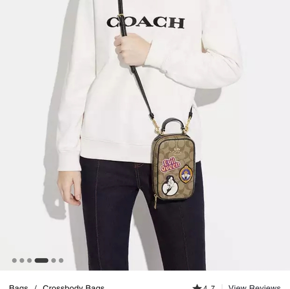 Disney X Coach Eva Phone Crossbody In Signature Canvas with Patches - Picture 4 of 5